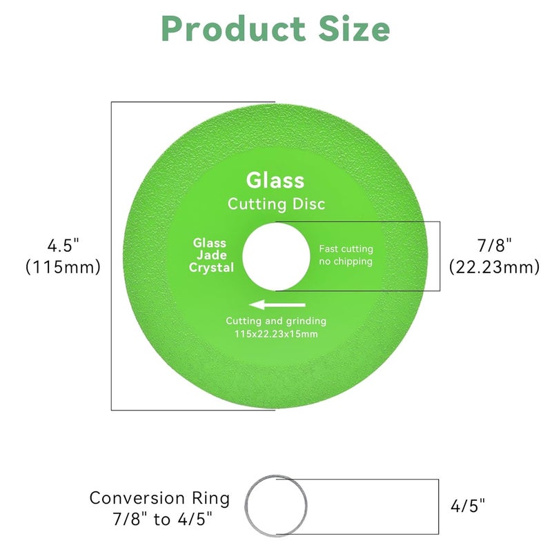 JonPhoe 4.5 Inch Glass Cutting Disc for Angle Grinder, Ultra-Thin Diamond Saw Blade Wheel for Glass Tile Marble Ceramic Jade (5Pcs 4.5") - Image 2